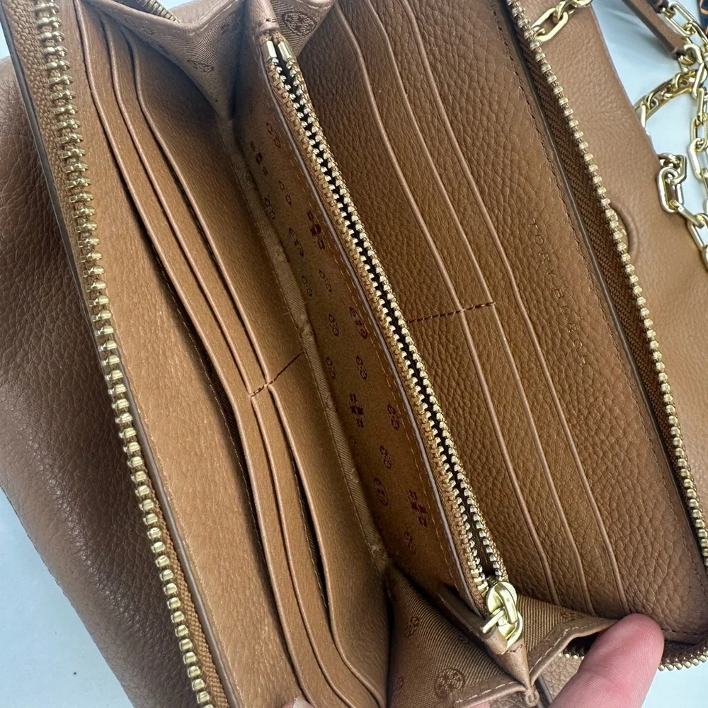 Tory Burch Brown Leather Shoulder or Crossbody Bag with Gold Chain - Picture 5 of 6